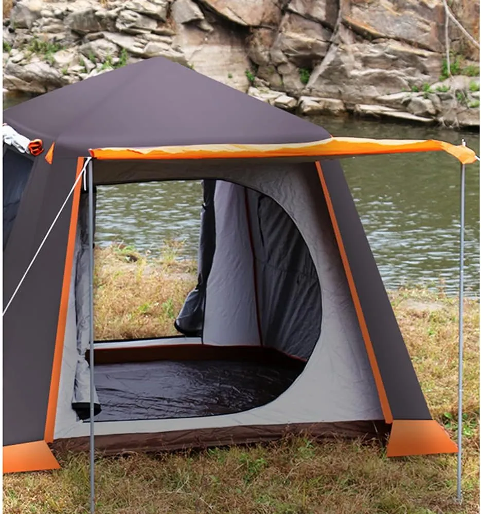 3-4 Person Automatic Camping Tent Hydraulic Instant Tent Waterproof Windproof Easy Setup Two Doors Hiking Tent for Camping Outdoor Mountaineering Travel (Green 3) (Coffee Color 4)