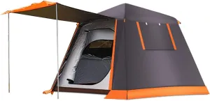 3-4 Person Automatic Camping Tent Hydraulic Instant Tent Waterproof Windproof Easy Setup Two Doors Hiking Tent for Camping Outdoor Mountaineering Travel (Green 3) (Coffee Color 4)