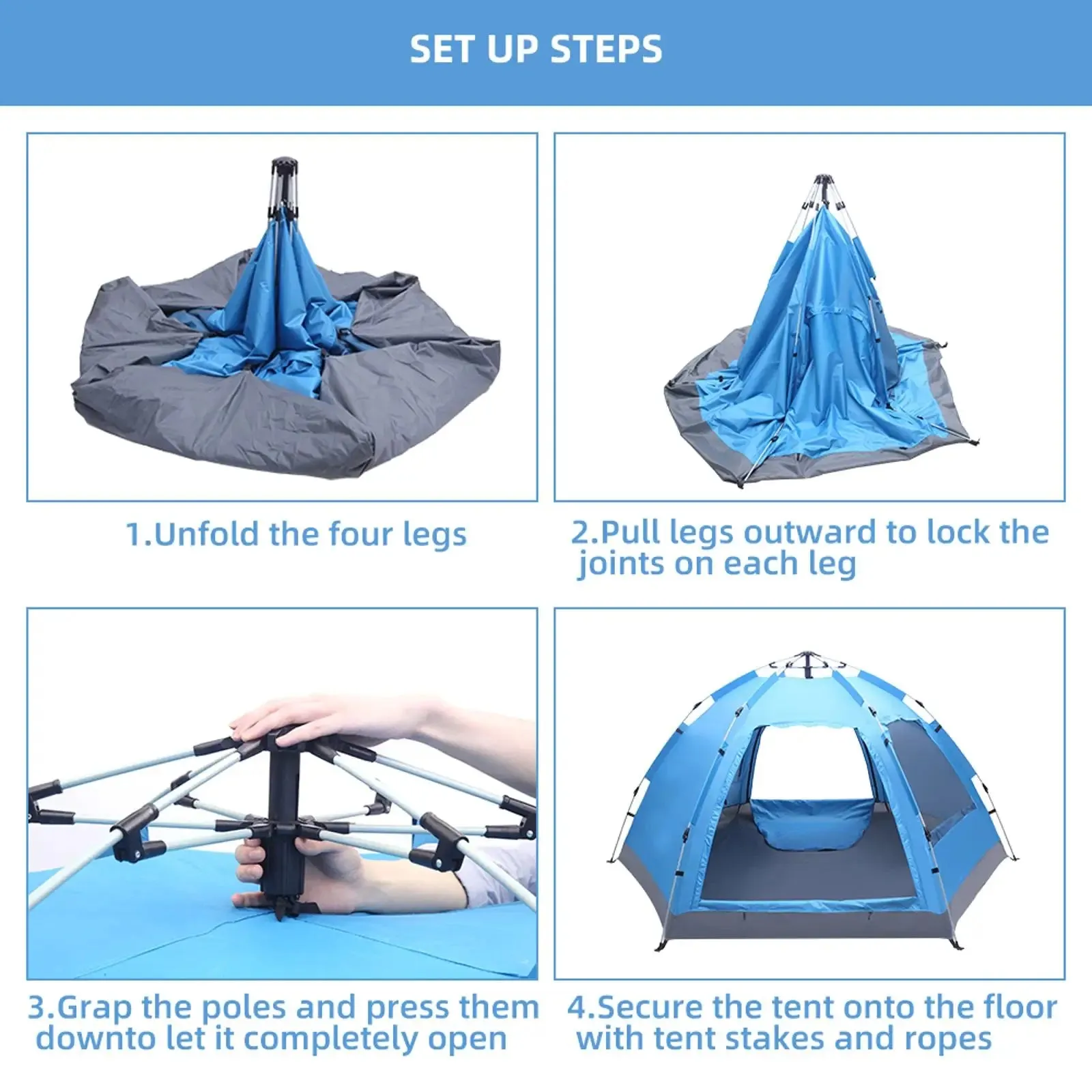3-4 Person Instant Pop Up Waterproof Tent for Camping & Hiking