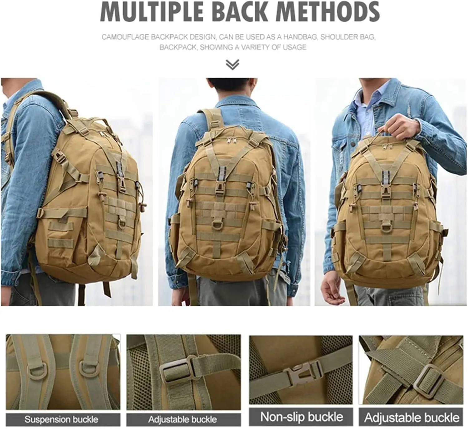 30-40L Camping Backpack Men's Travel Bags Climbing Rucksack Hiking Outdoor Reflective Shoulder Fishing Bag(Style2)