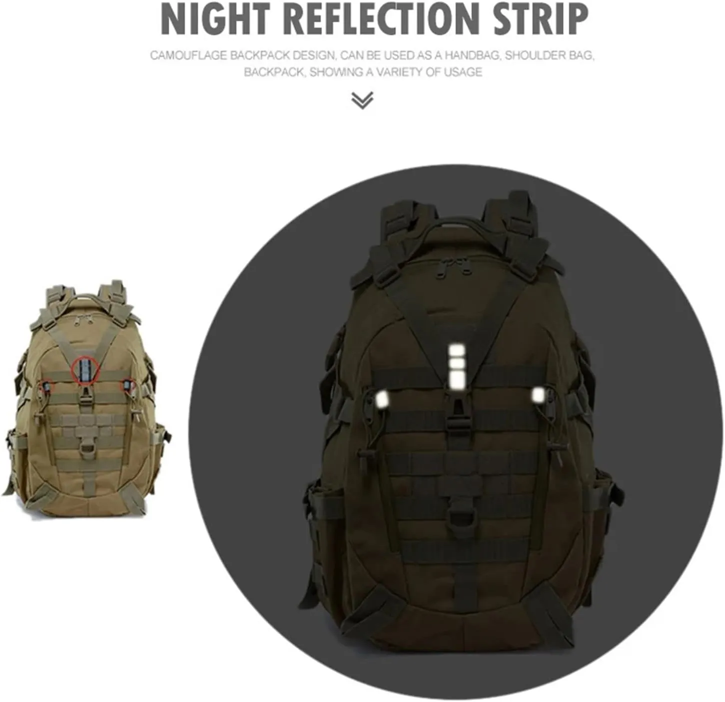 30-40L Camping Backpack Men's Travel Bags Climbing Rucksack Hiking Outdoor Reflective Shoulder Fishing Bag(Style2)