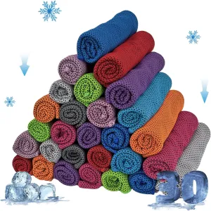 30 Pack Cooling Towels, Soft Breathable Sweat Ice Towel for Sports, Yoga, Gym, Golf, Camping, Running, Fitness, Workout & More Activities