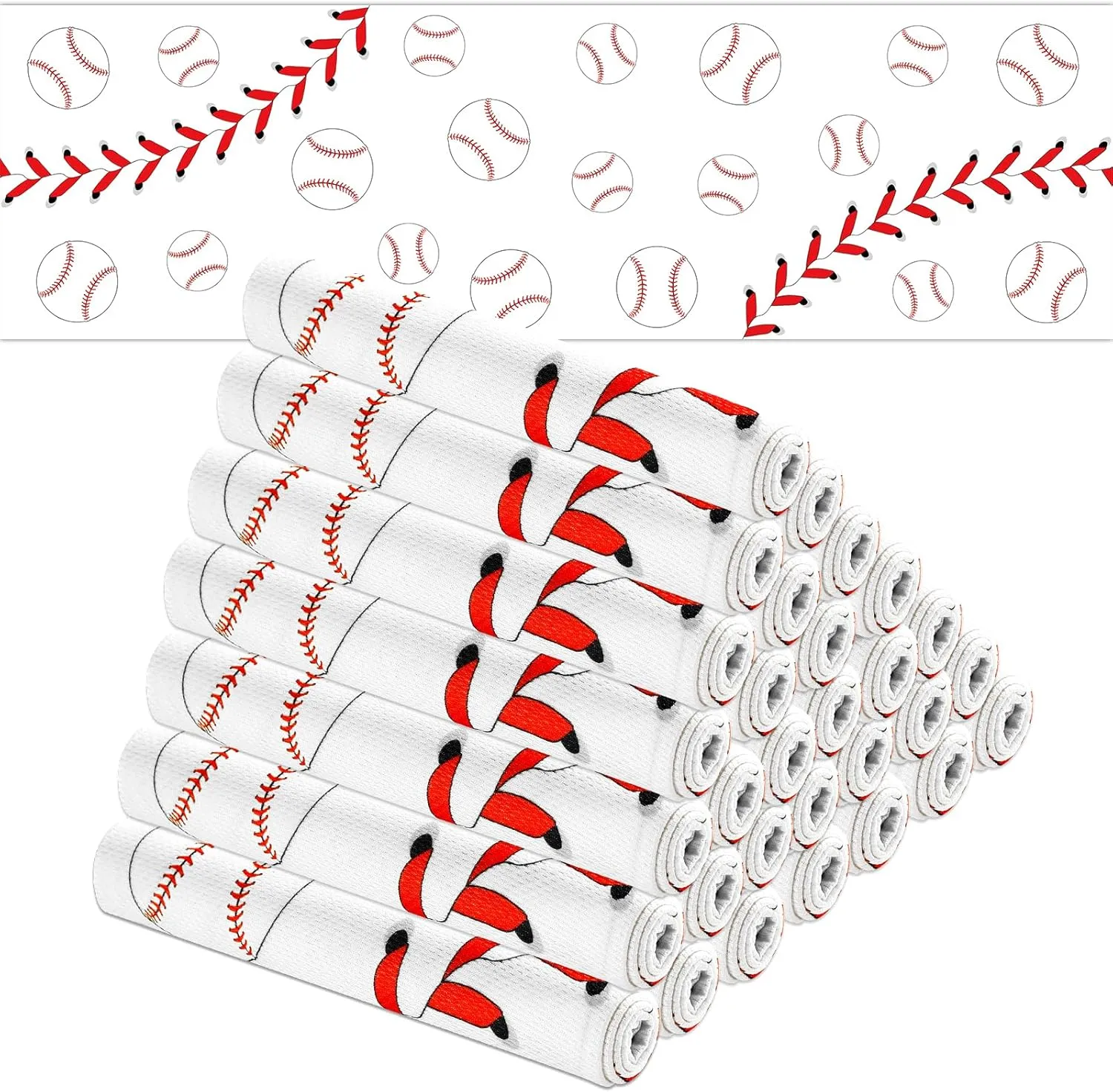 30Pcs Baseball Cooling Towels for Neck and Face 40 x 12 Inch Baseball Sports Team Gifts Workout Ice Towel for Gym Sweat Microfiber Breathable Chilly Bulk Neck Wraps for Athletes Camping Travel Outdoor