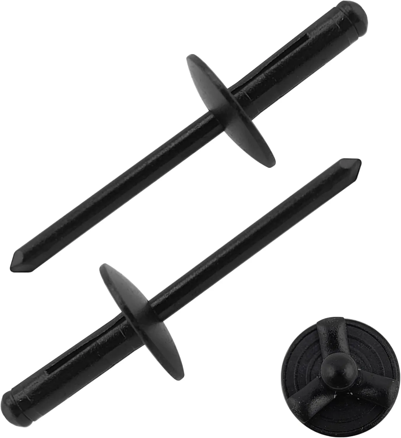 3/16" x 5/8" Tri-Fold Large Head Rivets Assortment - 100Pcs,Black Tri-fold Exploding Pop Rivets Solid Aluminum Tri Grip Rivets Bulb Style Rivets for Kayak Marine Boat