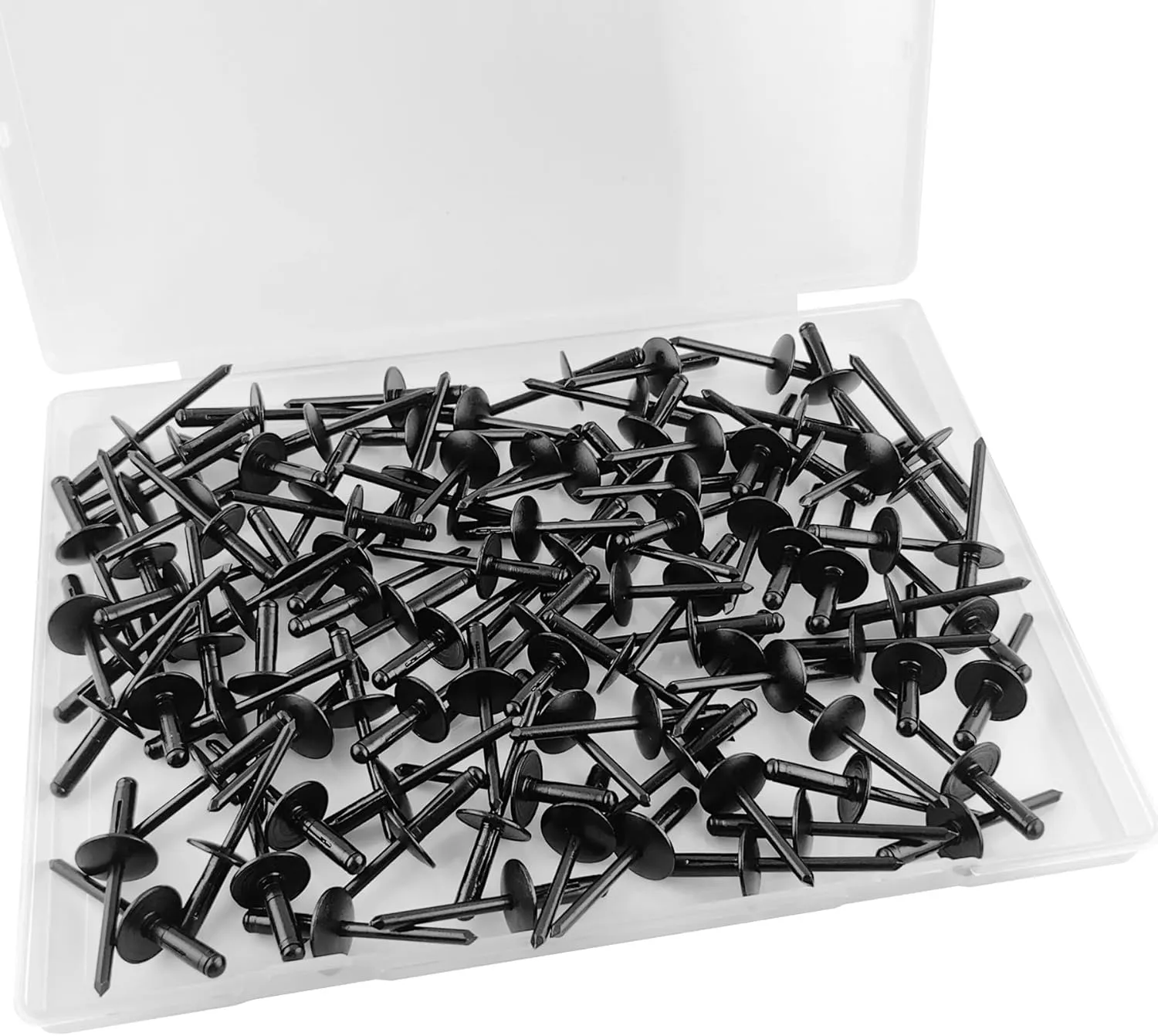 3/16" x 5/8" Tri-Fold Large Head Rivets Assortment - 100Pcs,Black Tri-fold Exploding Pop Rivets Solid Aluminum Tri Grip Rivets Bulb Style Rivets for Kayak Marine Boat