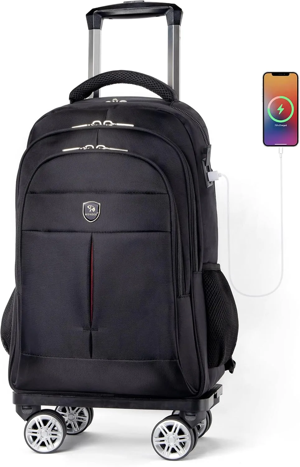 35L Multi-Scene Detachable Handle Travel Rolling Backpack Airline Approved,360° Rotating Fit 15.6 Inch Laptop College Backpack With 4 Wheels,Carry on Luggage