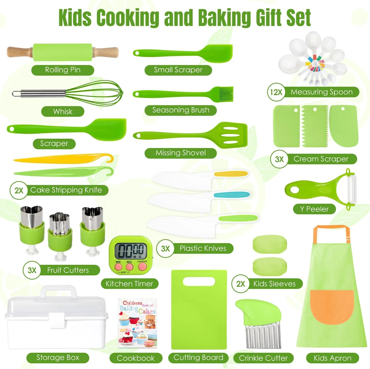 37PCS Kids Cooking Sets Real, Junior Chef Cooking and Baking Set, Toddler Knife Set with Storage Case Timer Kid Safe Knives Cutting Board, Montessori Kitchen Toys Birthday Gifts for Girls Boys