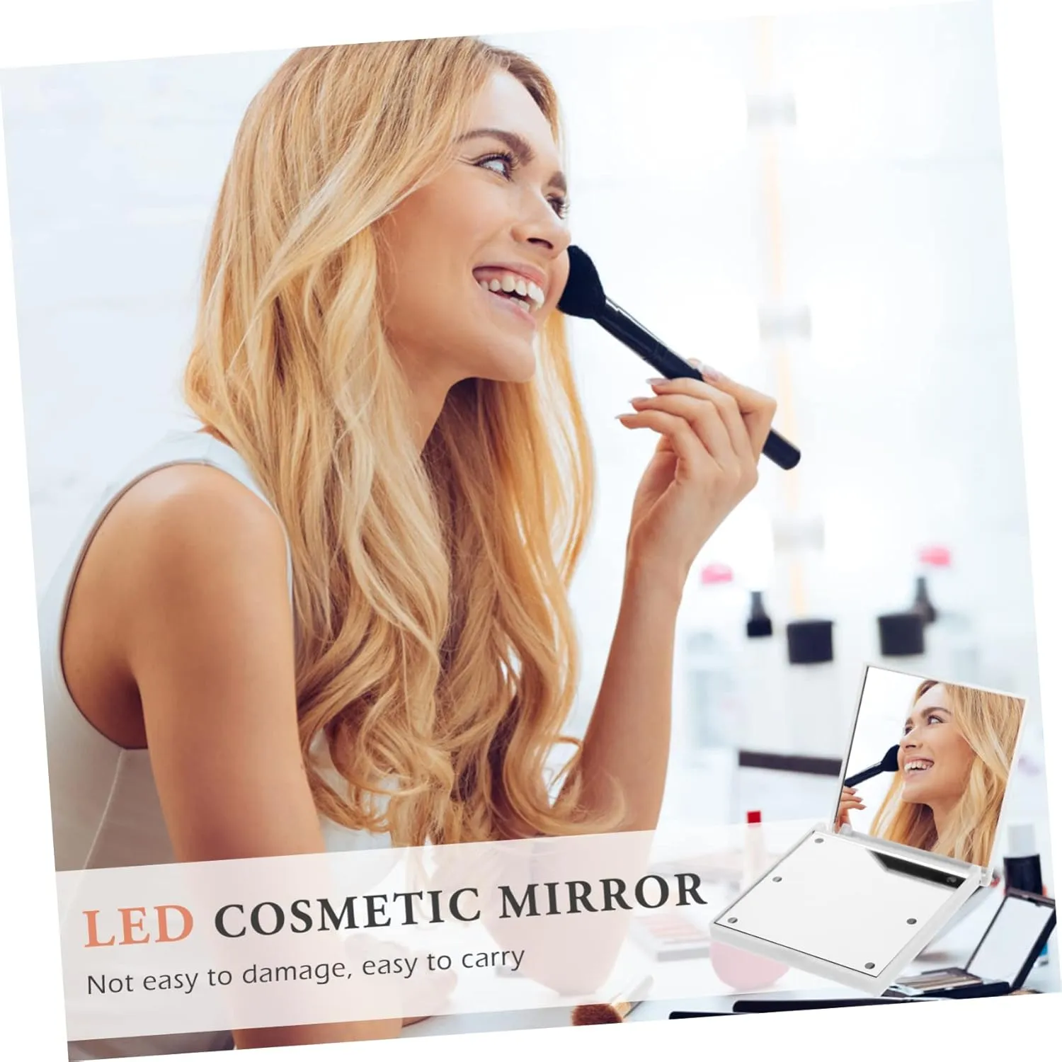 3pcs Compact Led Makeup Mirror Portable Cosmetic Mirror High Definition Design for Travel Simulates Natural Daylight for for Handbag and Purse Use