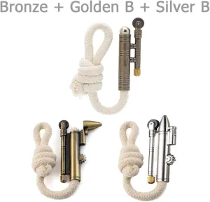 3PCS Windproof Rope Lighter Sailors Trench Vintage Lighter WWII Lighters Portable Survival Shepherds Lighter Outdoor Camping, No Need for Kerosene/Gas, Gifts Army Navy (Bronze   Golden B   Silver B)