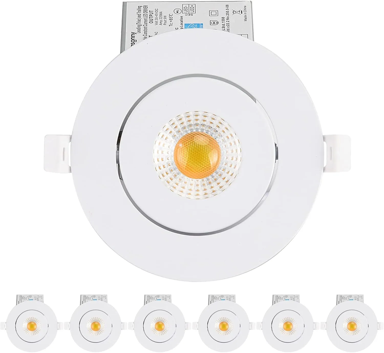 4 Inch Led Recessed lights Ultra-Thin Adjustable Eyeball Gimbal LED Recessed Lighting with Junction Box 9 Watts 750Lm Dimmable ceiling light ETL Listed (2700K/3000K/3500K/4000K/5000K Option 6Pack)
