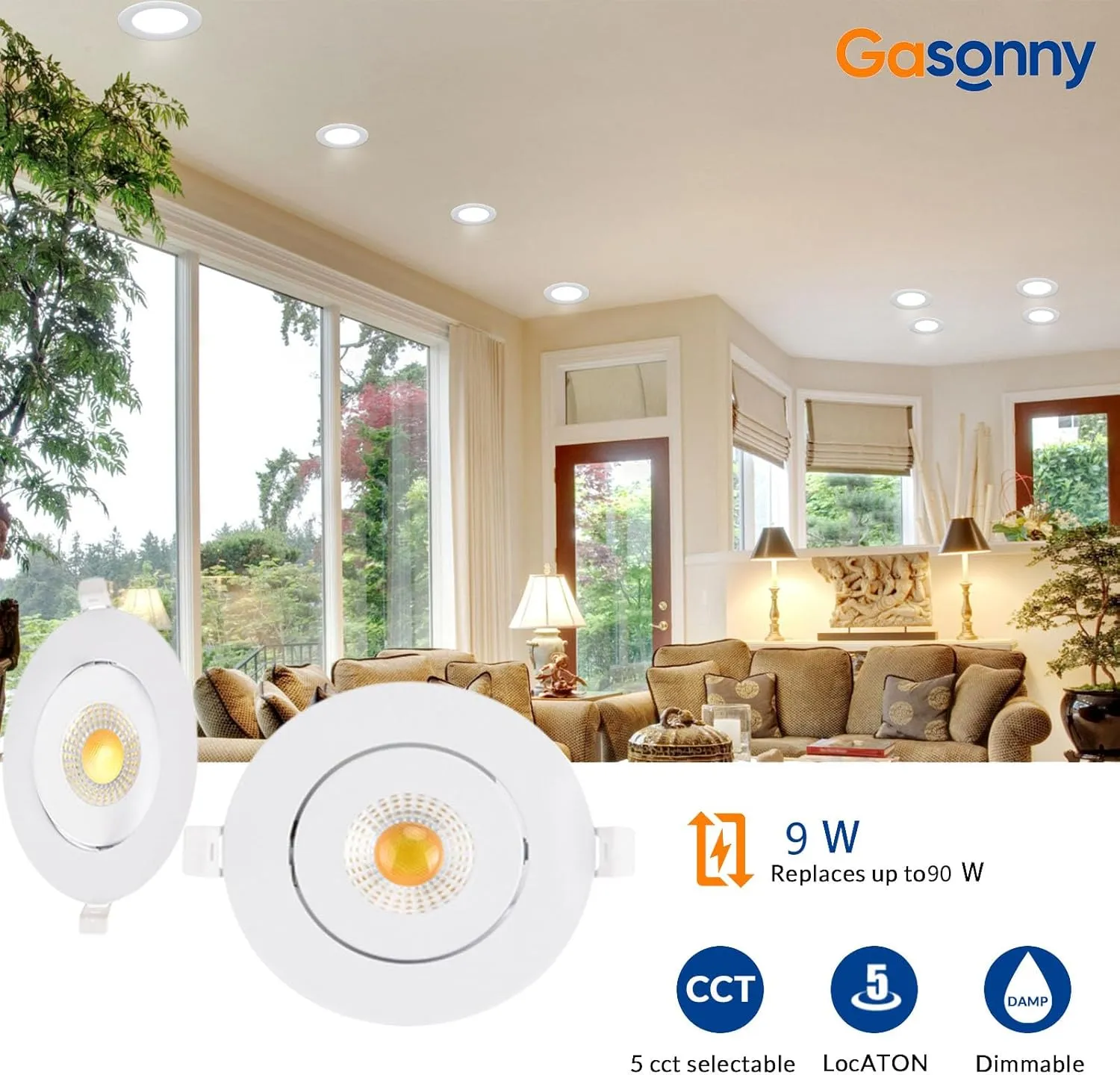 4 Inch Led Recessed lights Ultra-Thin Adjustable Eyeball Gimbal LED Recessed Lighting with Junction Box 9 Watts 750Lm Dimmable ceiling light ETL Listed (2700K/3000K/3500K/4000K/5000K Option 6Pack)