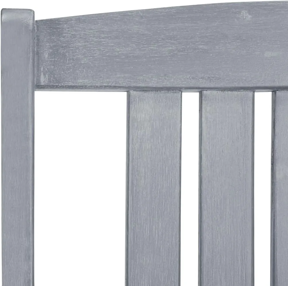 4-Piece Solid Acacia Wood Patio Chairs Set with Blue Cushions, Gray Outdoor Lounge Furniture for Garden Backyard Poolside Dining, Rustic Wooden Outdoor Chairs with Comfortable Seat Cushions