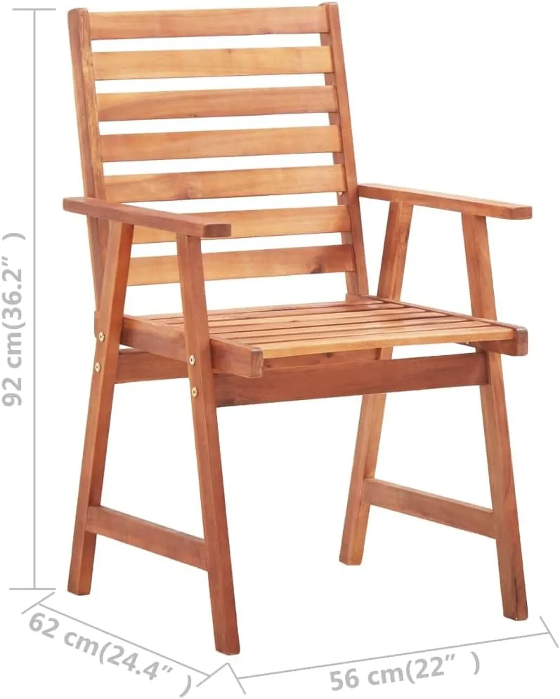 4-Piece Solid Acacia Wood Patio Dining Chairs with Cushions, Outdoor Furniture Set for Garden, Terrace, Poolside, Oil-Finished Rustic Design