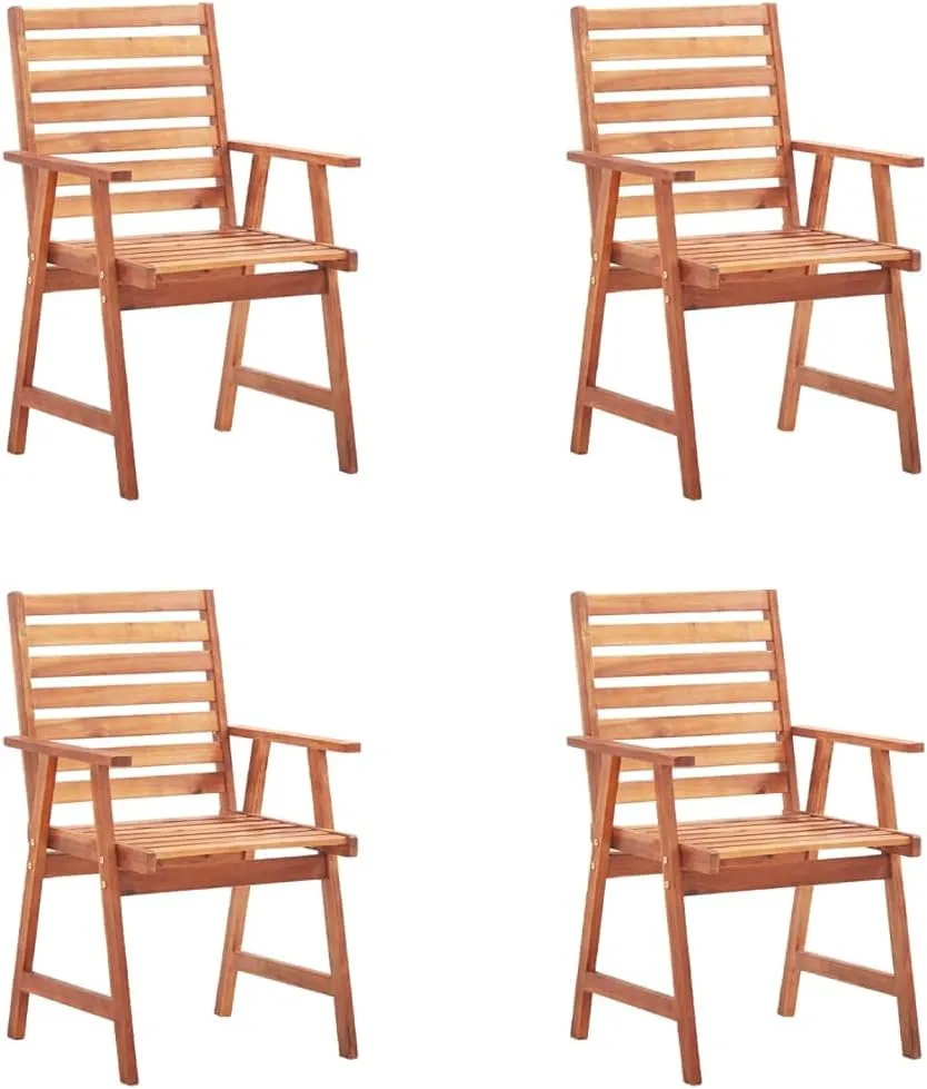 4-Piece Solid Acacia Wood Patio Dining Chairs with Cushions, Outdoor Furniture Set for Garden, Terrace, Poolside, Oil-Finished Rustic Design