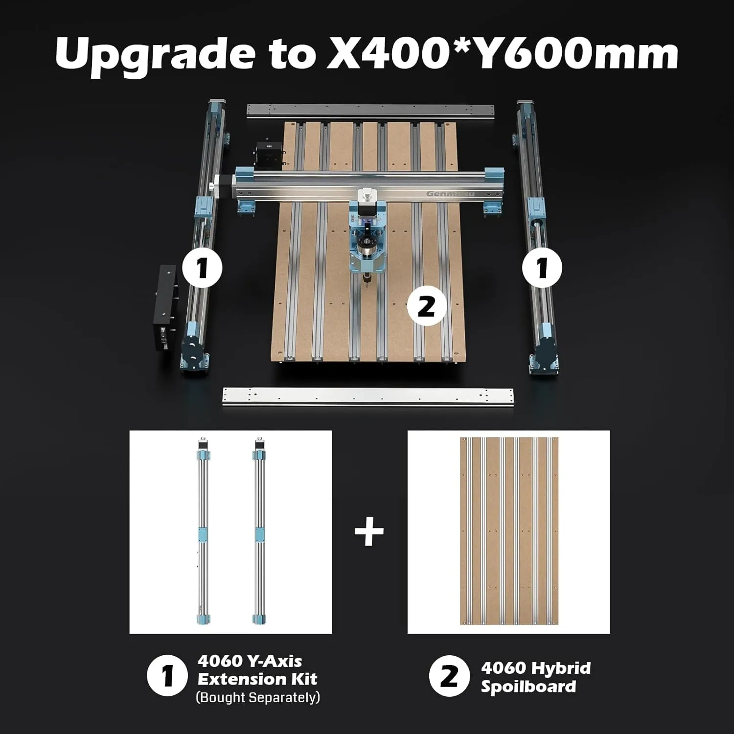 4060 Aluminum & MDF Hybrid Spoilboard Table for 4040-PRO / 4040-PRO MAX CNC Router Milling Machine, Size 420 x 800 x 20.5mm (16.5''x 31.5''x 0.8''), Expand The Work Area to X400mm x Y600mm