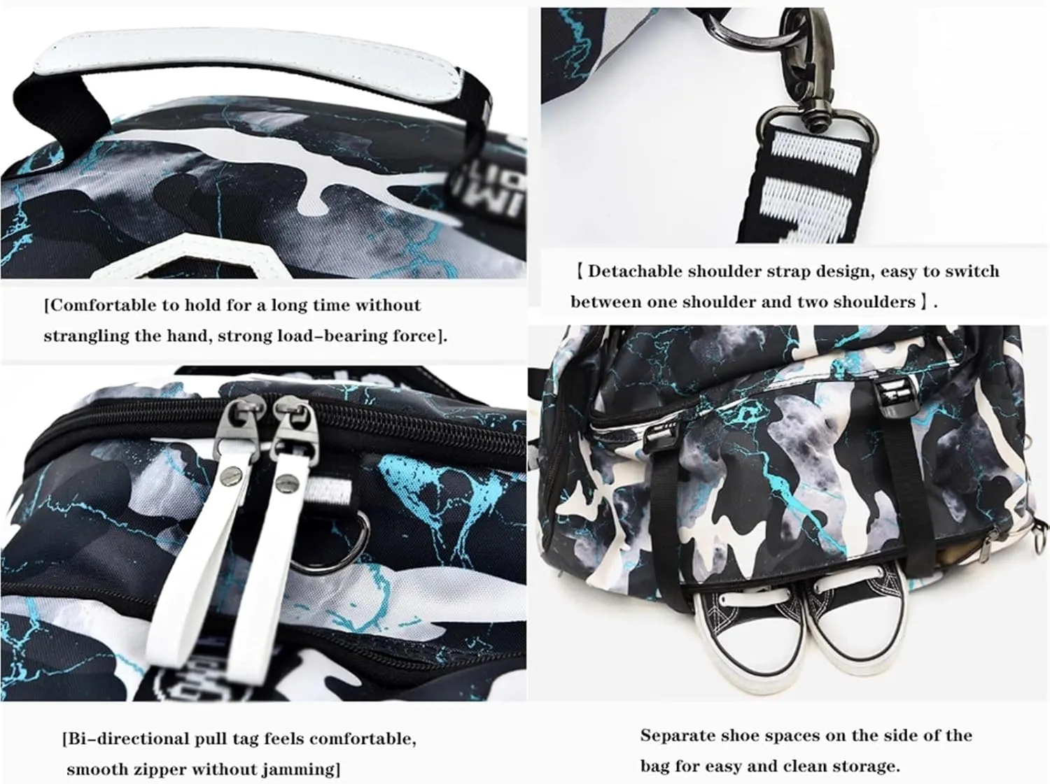 40L Gym Bag, Oxford Fabric, Small Fitness Workout Sports Bag, Waterproof, Travel Duffel Backpack, Lightweight, for Towels, Books, Shoes, for Men & Women(A)
