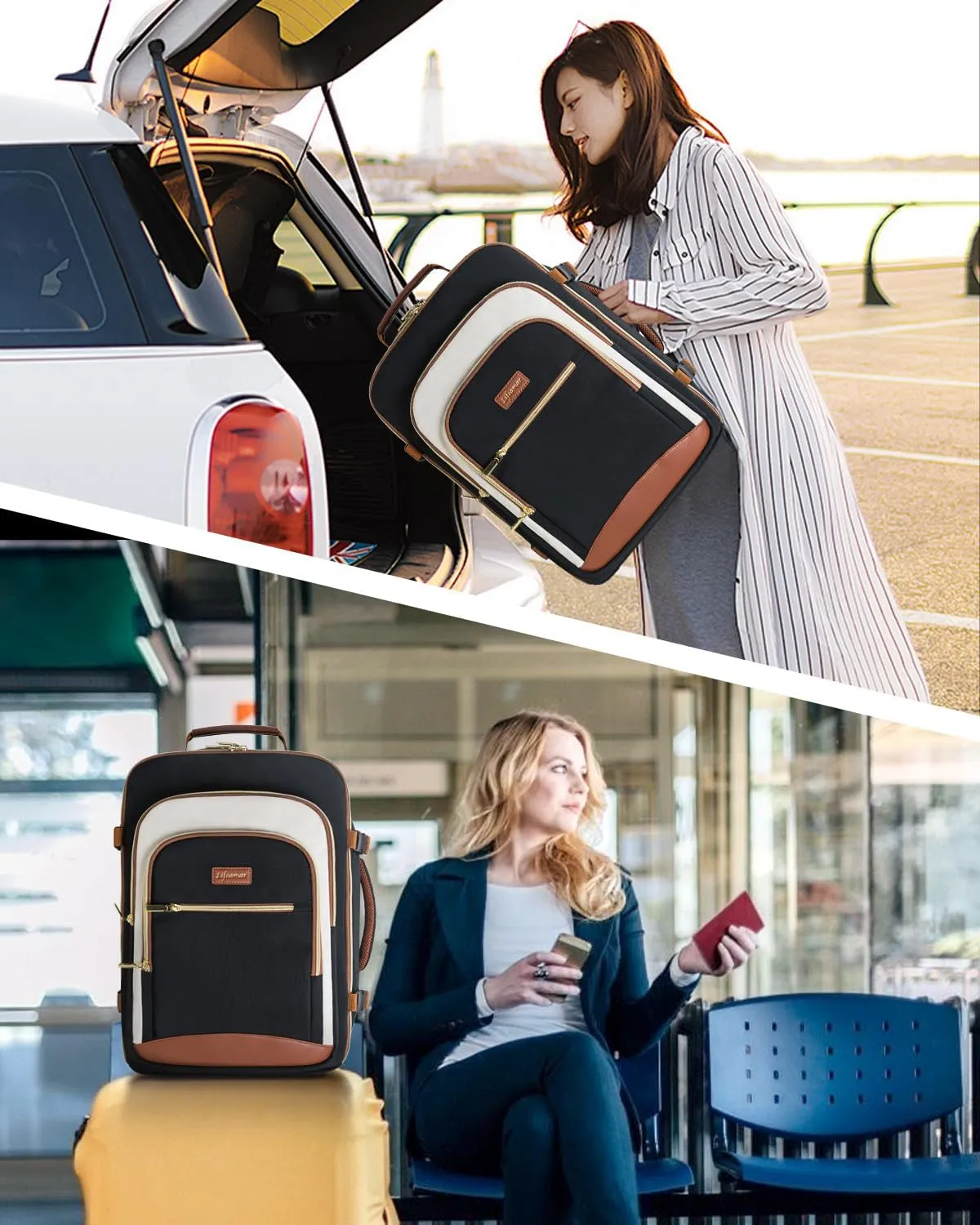 40L Travel Backpack for Women, Carry On Bag Flight Approved, Waterproof Backpack with 3 Packing Cubes, Weekender Personal Item Backpack for Airplane Travel Essentials, TSA Approved