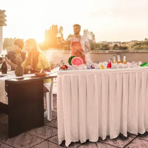 4FT Folding Ice Cooler Table with Removable Matching Skirt, Portable Plastic Chilling Table, Fishing Cleaning and Keeping Food Fresh, Outdoor Cooler Table for Parties, BBQ, Camping &Picnics