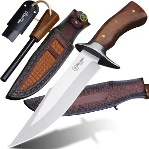 4mm 9CR18MOV steel (13IN) Bowie knife   sheath & (5.9IN) cerium igniter, suitable for outdoor hunting, camping, survival, EDC tool knife