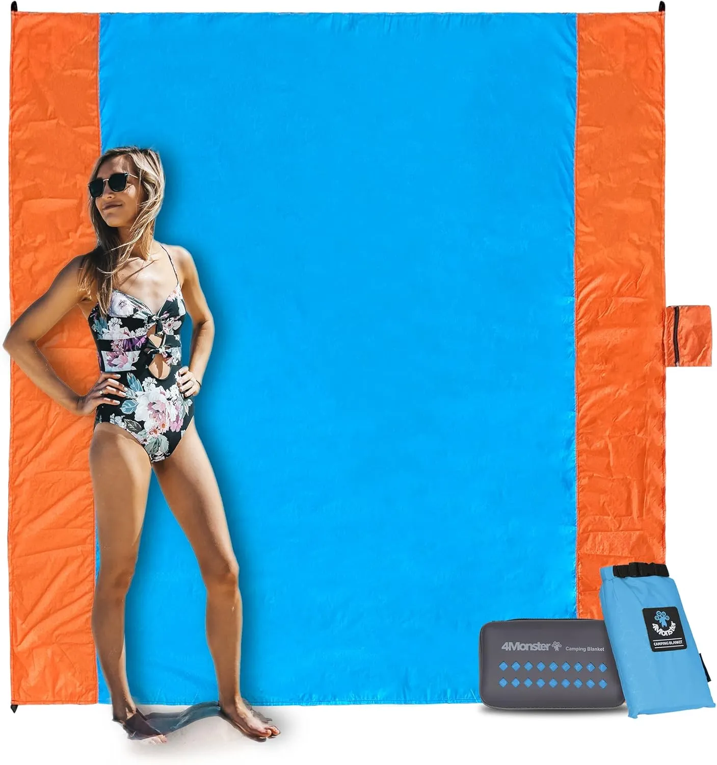 4Monster Beach Blanket Sandfree,Water-Proof Camping Blanket Portable,Oversized Camping and Hiking Mat Lightweight for Picnic,Travel,Beach,Park,Camping