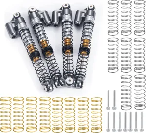 4Pcs Aluminum Alloy RC Shock 53mm Adjustable Shocks Absorber Dampers Threaded Shock Bodies for 1/24 RC Crawler Car SCX24 Shocks 53mm Upgrades Accessories, Gray and Silver