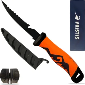 5 inch Fillet Knife, Stainless Steel Blade Knives for Fishing Hunting Camping Kitchen, Sharp Teflon Coating for Filleting & Boning, Professional Gear Tackle with Ergonomic Non-slip Handle