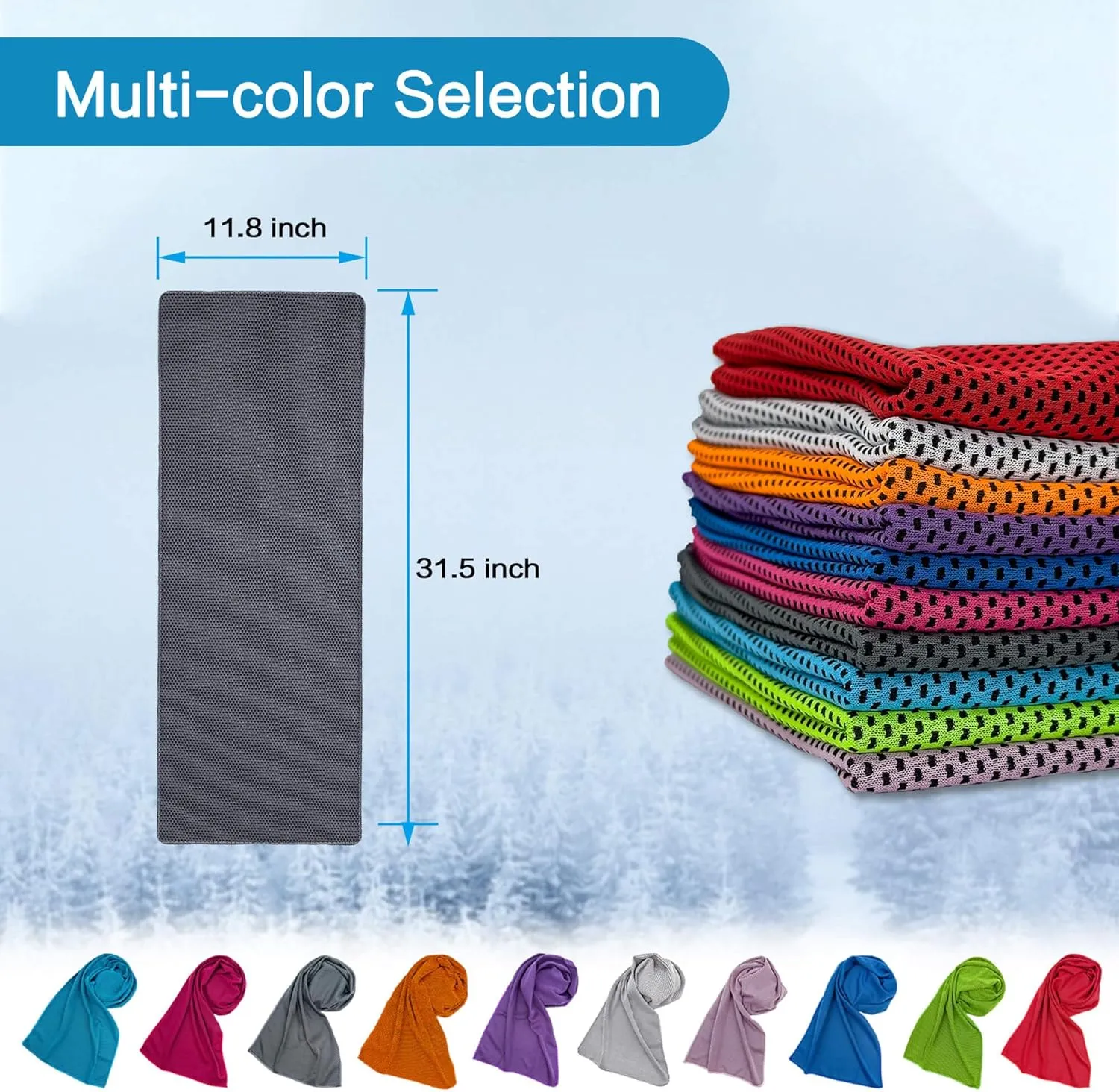 50 Packs Cooling Towels, Microfiber Ice Towel Bulk, Cooling Towels for Neck and Face, Soft Breathable Sweat Towel for Sports, Yoga, Golf, Gym, Travel, Camping, Workout & More Activities