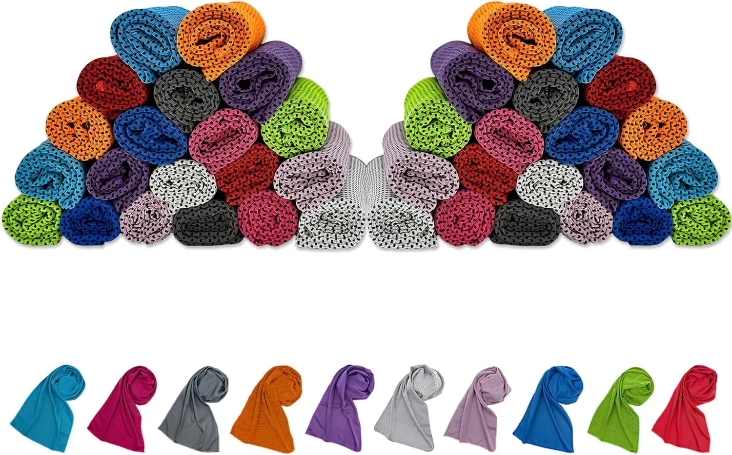 50 Packs Cooling Towels, Microfiber Ice Towel Bulk, Cooling Towels for Neck and Face, Soft Breathable Sweat Towel for Sports, Yoga, Golf, Gym, Travel, Camping, Workout & More Activities