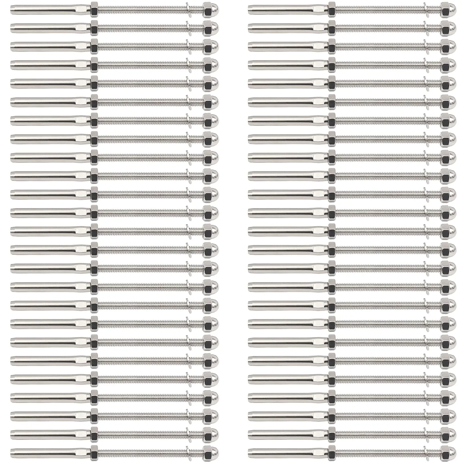 50 Pcs 3/16 Cable Railing Hardware System Kit, Swage Threaded Stud Tensioner Length 6" for 4x4 2x2 Wood Metal Post for Stair Deck Railing, End Fitting Terminal T316 Stainless Steel