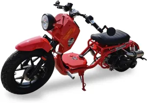 50cc Stretched Scooter Generation 5 Fully Automatic Transmission, PMZ50-22 Stretched Ruckus-Style Moped, Street Legal Gas-Powered Motorcycle for Adults, Halo LED, GY6 Digital Speedometer