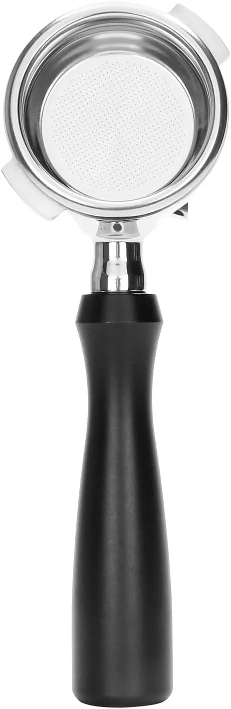 58mm Portafilter 2 Ears Double Spout Compatible with Nuova Simonelli, Included 304 Stainless Steel Filter Basket and Puck Screen, Anodized Aluminum Handle, Black