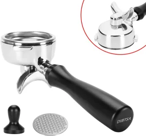 58mm Portafilter 2 Ears Double Spout Compatible with Nuova Simonelli, Included 304 Stainless Steel Filter Basket and Puck Screen, Anodized Aluminum Handle, Black