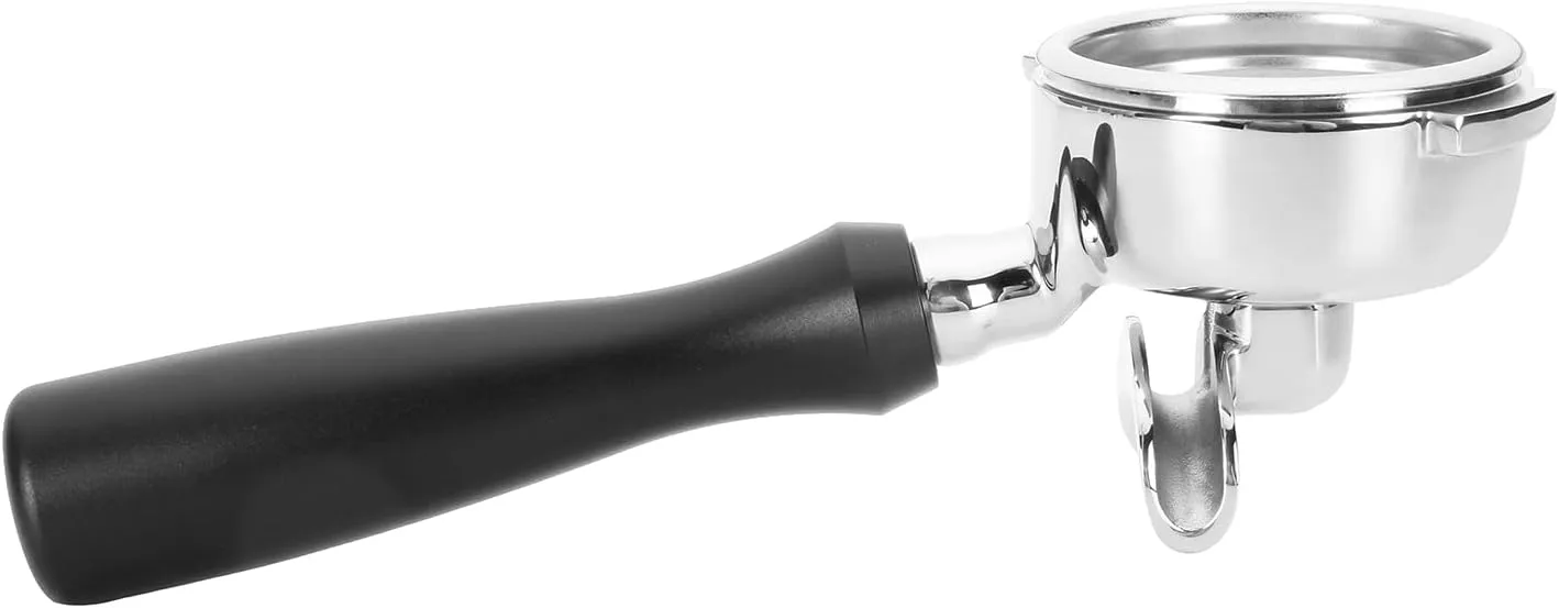 58mm Portafilter 2 Ears Double Spout Compatible with Nuova Simonelli, Included 304 Stainless Steel Filter Basket and Puck Screen, Anodized Aluminum Handle, Black
