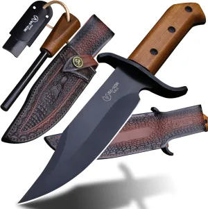 5mm 9CR18MOV steel 33cm(13.2IN) Bowie knife   sheath & (5.9IN) cerium igniter, suitable for outdoor hunting, camping, survival, EDC tool knife