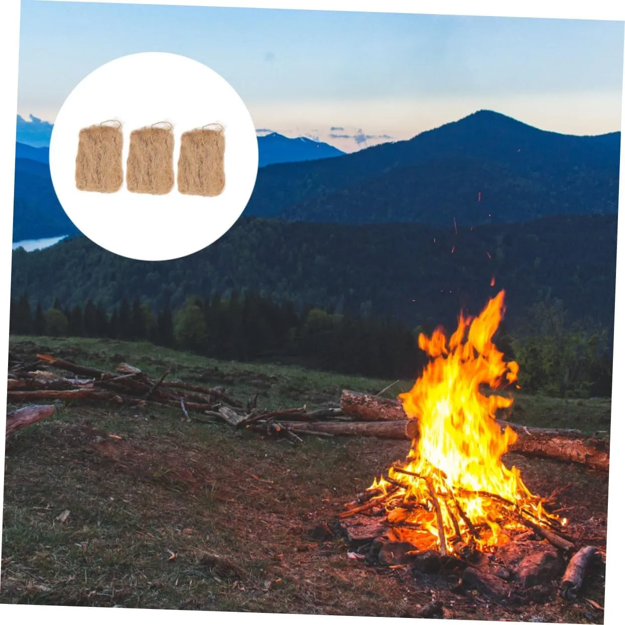 5sets Jute Fire Starters Convenient Outdoor Flame Starters for Camping BBQ Grilling and Cooking Any Weather Conditions 3pcs*5