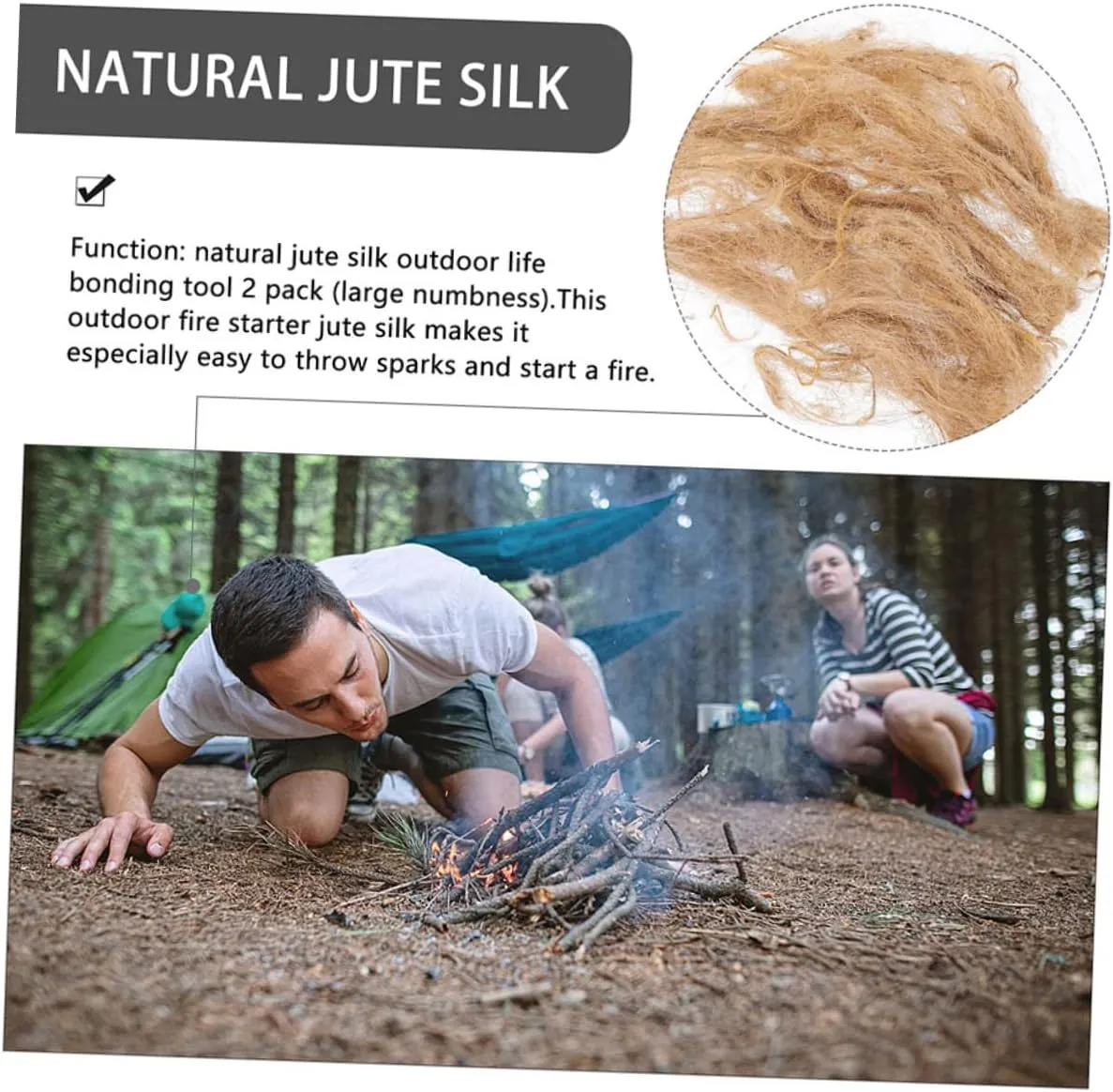 5sets Jute Fire Starters Convenient Outdoor Flame Starters for Camping BBQ Grilling and Cooking Any Weather Conditions 3pcs*5