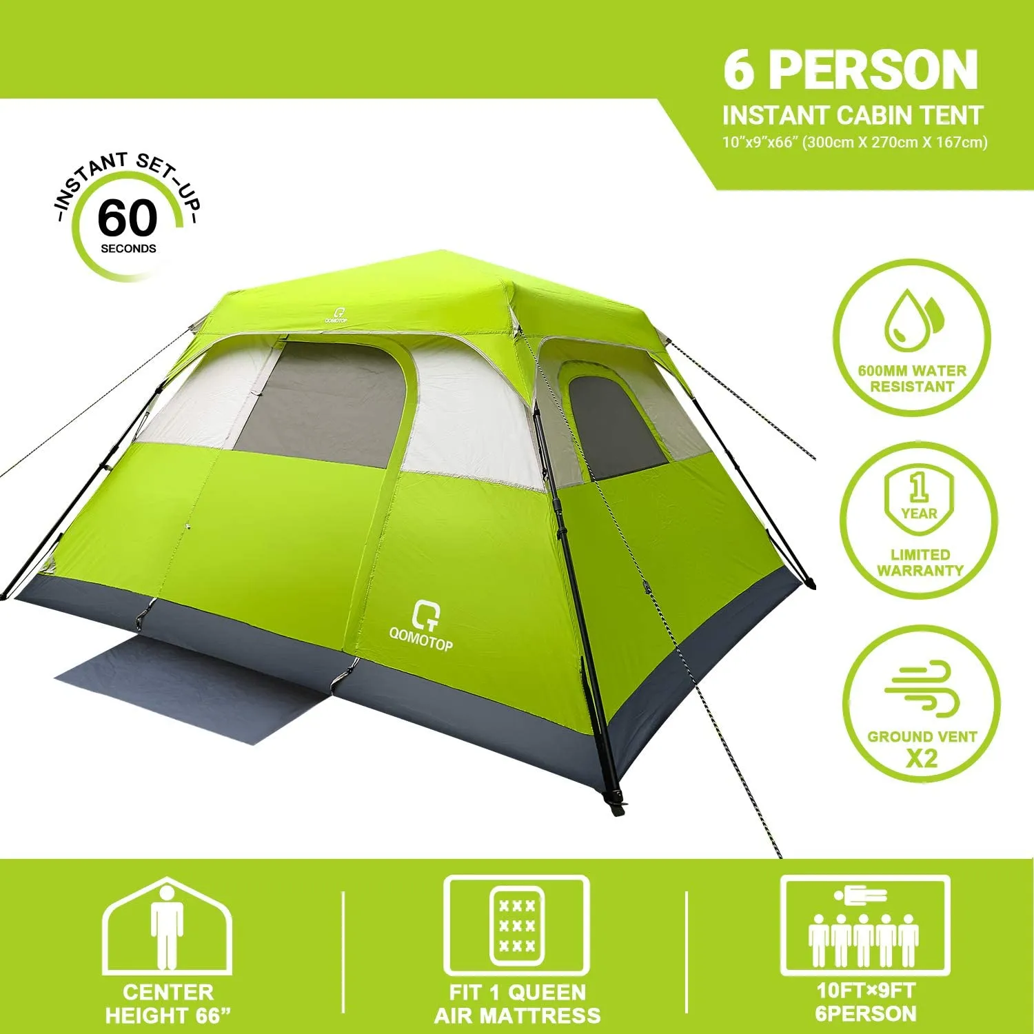 60 Up Seconds Tent, Rainfly Buy-one-get-one-free with Up Pop 4/6/8/10 Tent Camping Artistic Set Person Waterproof Top