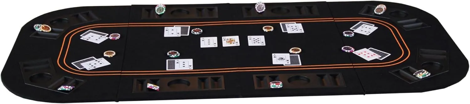 63" Folding Casino Game Poker Blackjack Fold Up Table Top Black Felt Carrying Bag