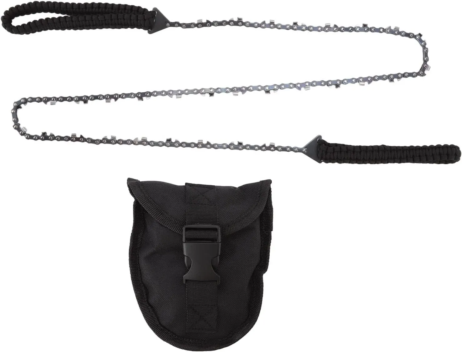 64 Links 31 Cutter 3/8 48 Inch High Reach Tree Limb Hand Rope Chain Saw with Black Paracord Practical Fast Cutting Sturdy Material Easy to Store for Outdoor Camping and G