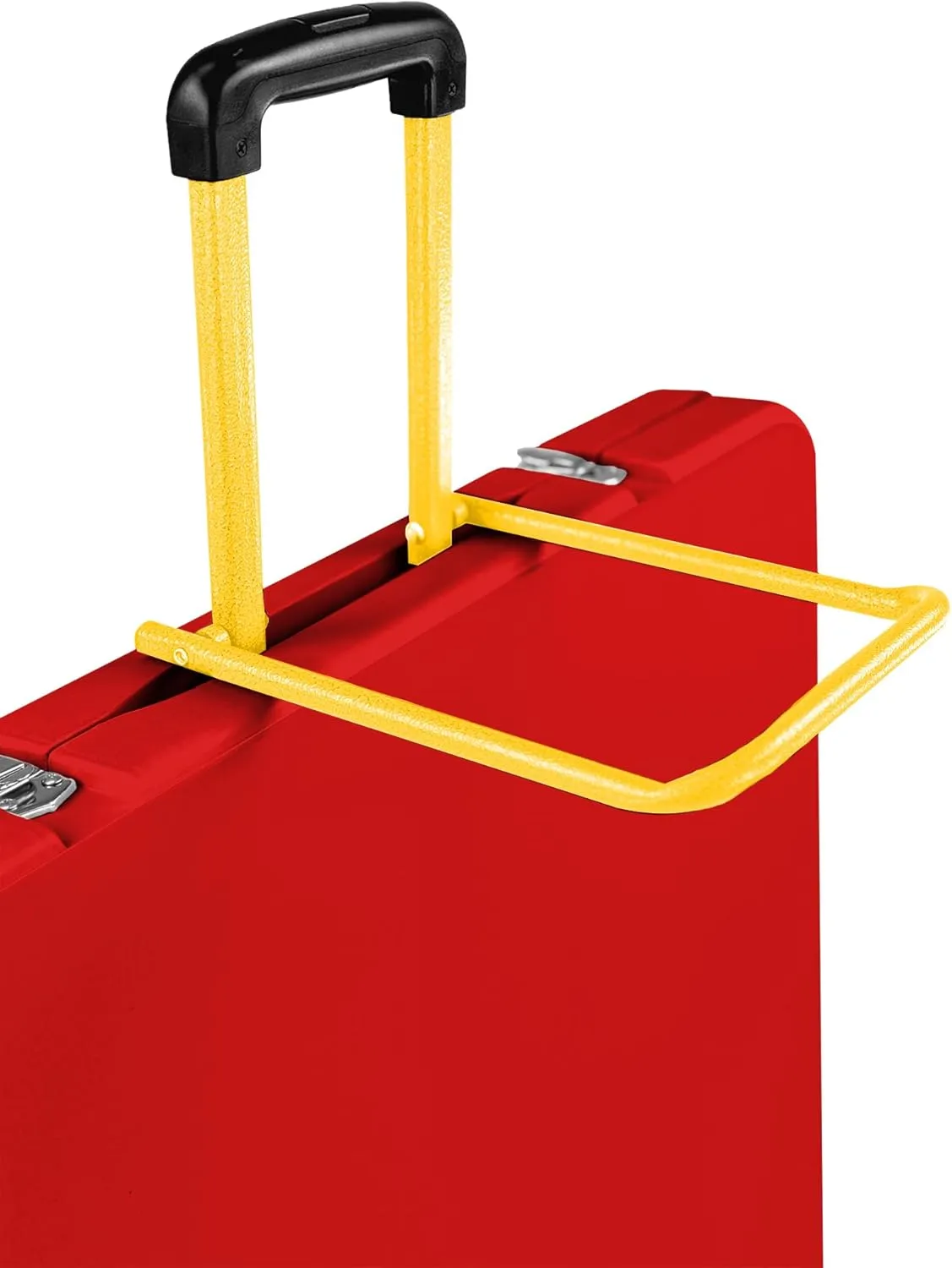 6Ft Rolling Folding Table with Built-in Wheels, Durable Plastic, Team Colors, Easy to Carry, Perfect for Camping, Picnic, Tailgating, Party, Indoor/Outdoor Use (Single Table, Yellow & Red)