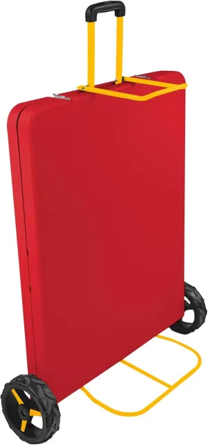 6Ft Rolling Folding Table with Built-in Wheels, Durable Plastic, Team Colors, Easy to Carry, Perfect for Camping, Picnic, Tailgating, Party, Indoor/Outdoor Use (Single Table, Yellow & Red)