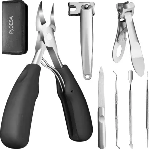 7-Piece toenail Clipper Set, Suitable for Thick toenails and Hard Nails, Equipped with Sharp Large Opening Nail Clippers, 360 Degree Rotating Nail Clippers, and Nail Trimming Tools