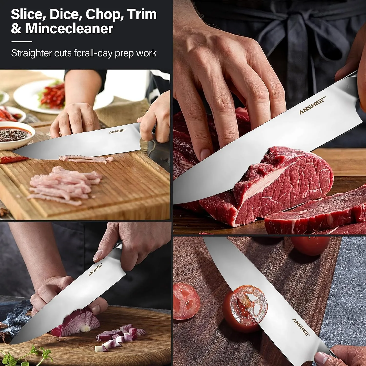 8 Inch Gyuto Full Tang Chef Knife - High Carbon Stainless Steel Ultra Sharp Blade, Dishwasher Safe, Professional Kitchen Knife for Meat, Vegetables with Sheath Gift Box (Home Cooks & Restaurants)