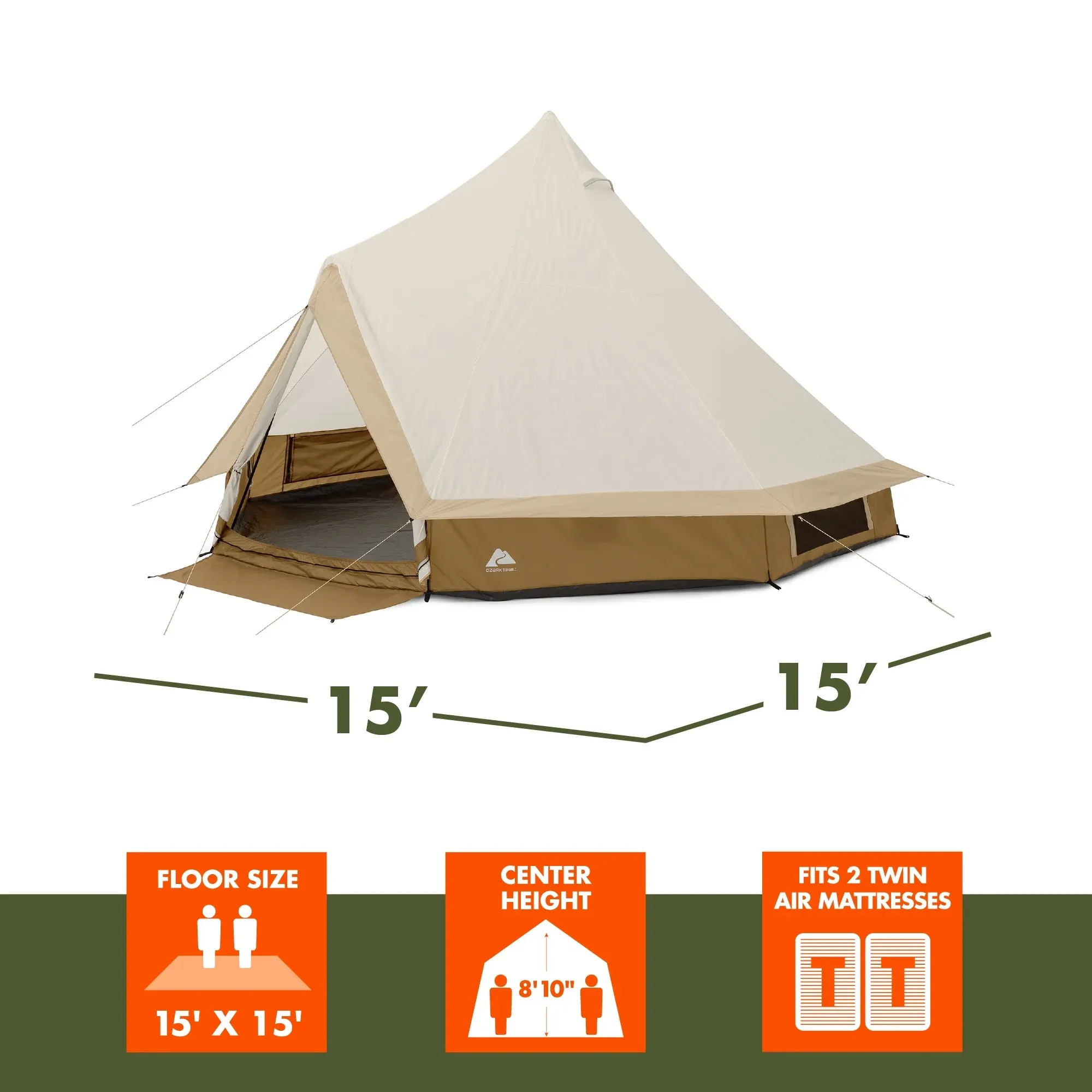 8-Person Instant Cabin Tent with Built-in LED Lights - 13' x 9' for Ultimate Comfort and Convenience!