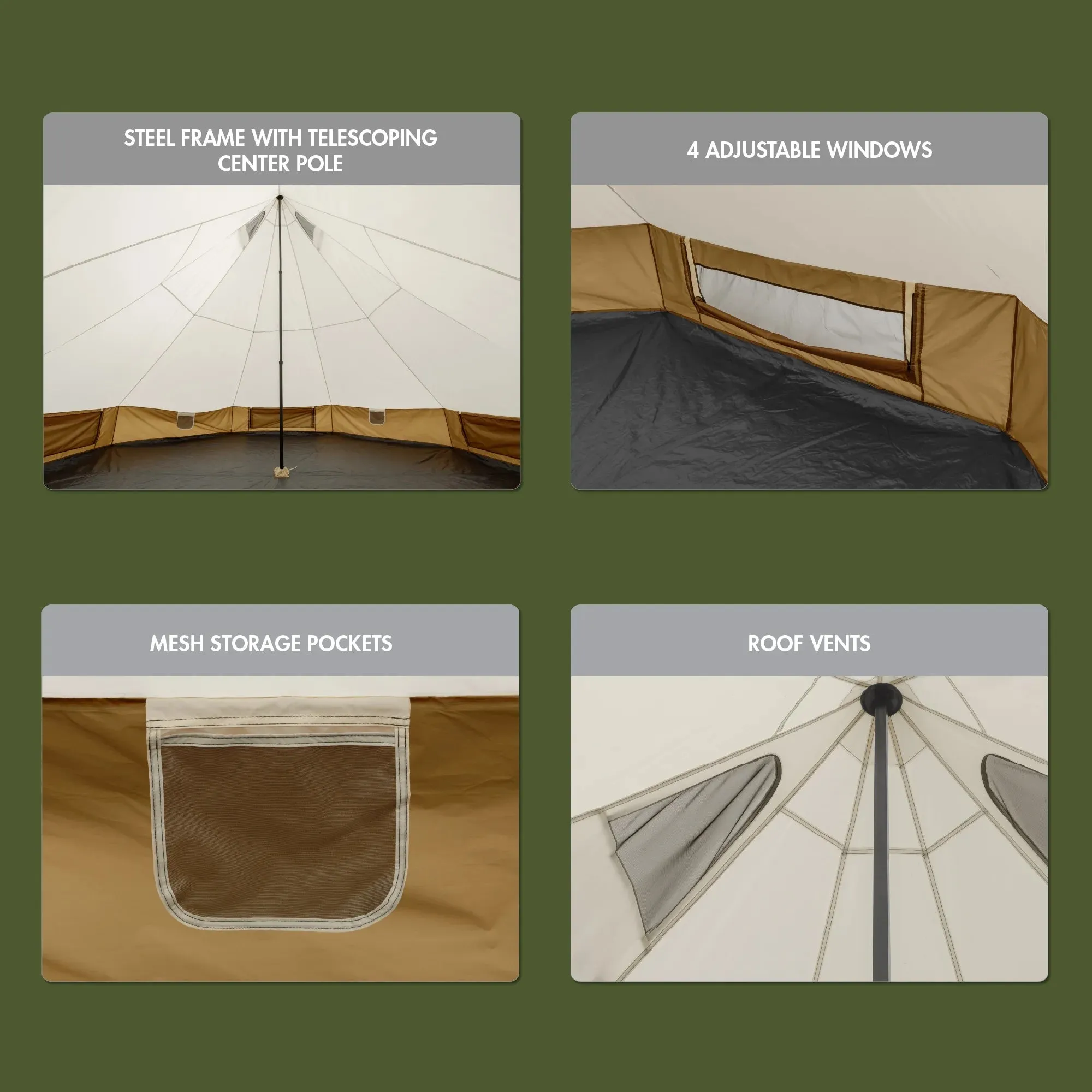 8-Person Instant Cabin Tent with Built-in LED Lights - 13' x 9' for Ultimate Comfort and Convenience!