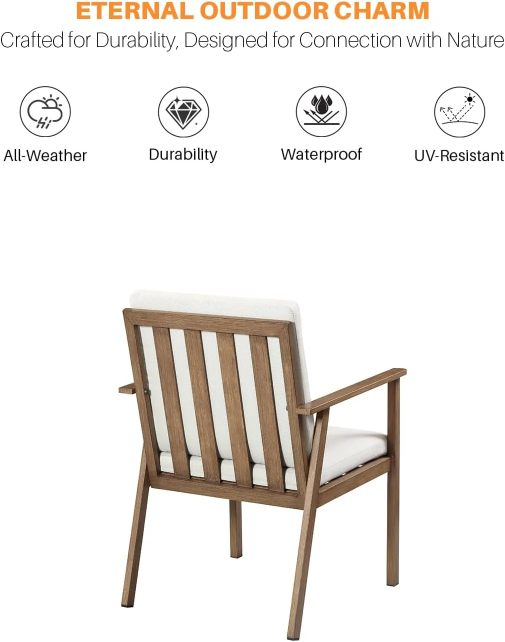 9 Pieces Patio Dining Set for 8, Outdoor Aluminum Dining Furniture Set with Umbrella Hole, Modern All-Weather Outdoor Patio Table Sets with 8 Chairs and Table for Deck Garden Poolside, Teak