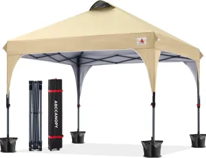 ABCCANOPY Outdoor Pop up Canopy Tent, 10x10 Instant Portable Canopy for Camping, Beach, Backyard, Beige