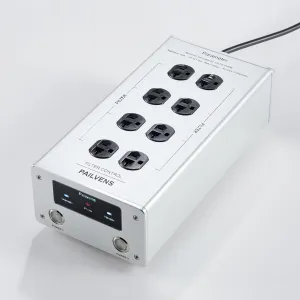 AC Power Filter Power Conditioner with LED Screen Display, Power Purifier 8 Outlet Metal Surge Protector, Sound Filter/Noise Reducer for HiFi Audio CD DVD Player, Silver