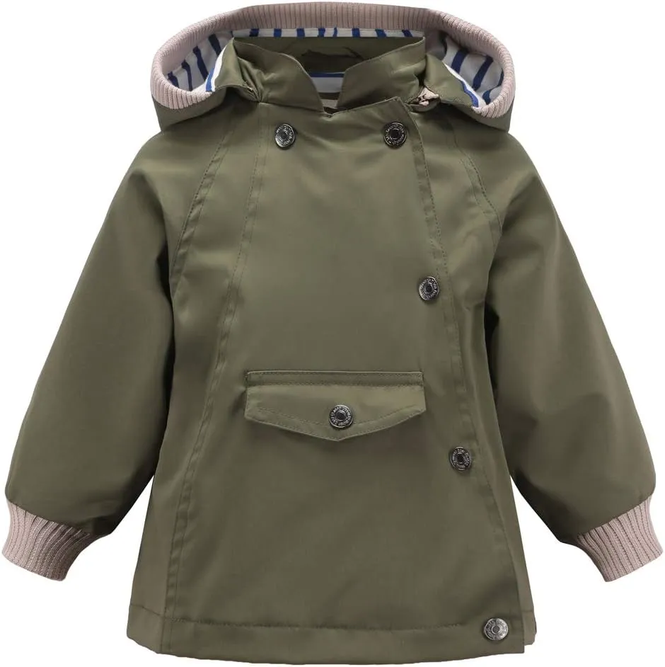 ACESTAR Boys Girls Waterproof Hooded Rain Jacket Kids Cotton Lined Rain Coat Toddler Windbreaker Spring Fall Raincoat