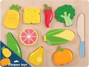 Adena Montessori Wooden Vegetable Cutting Puzzles,Magnet Cutting Food Toys Kitchen Playing Toys for Kids,Early Educational Toys Wooden Toys Intelligence Gift for Girls and Boys Ages 3-6 Years Old